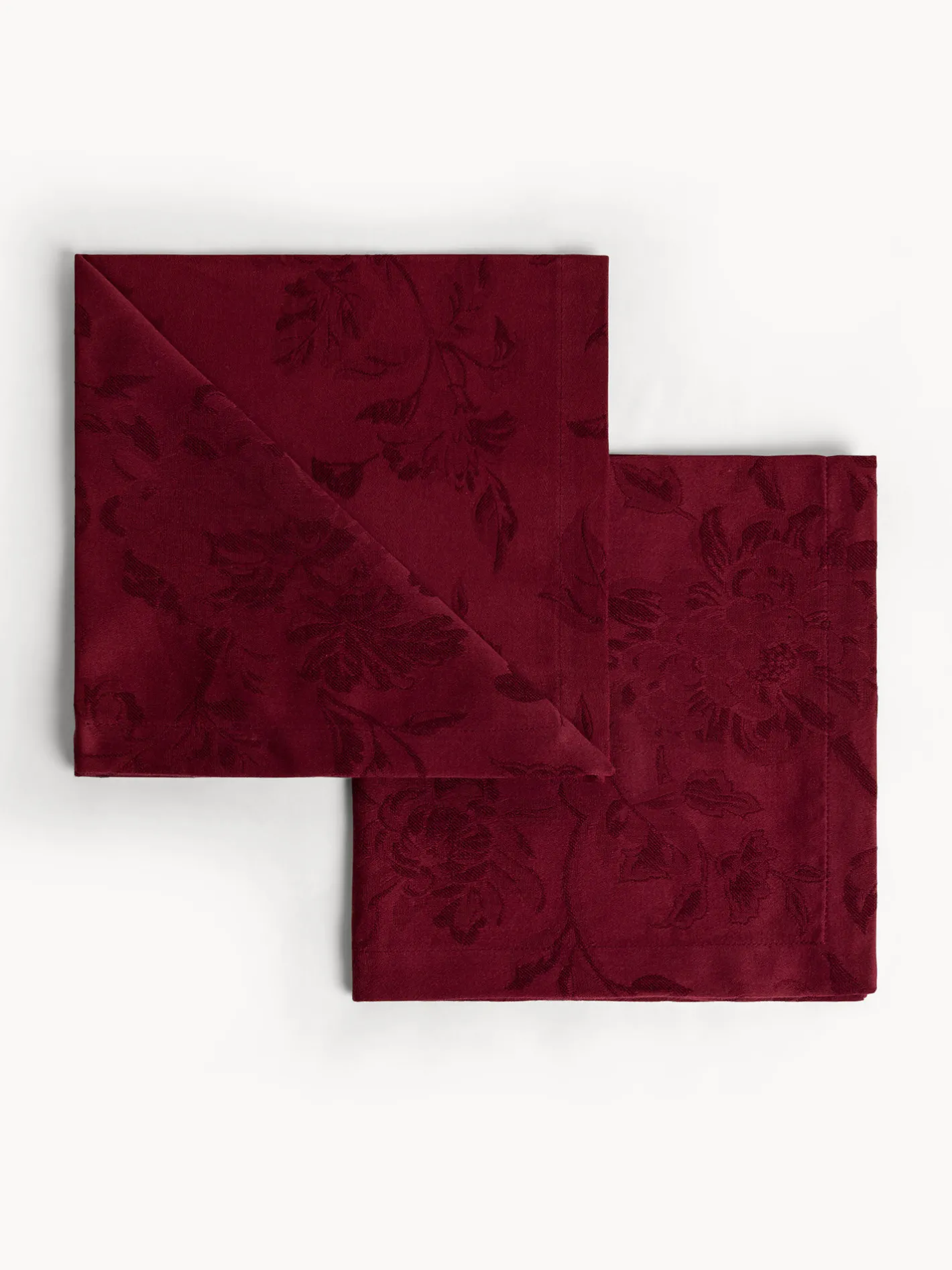 coincasa Biancheria Da Tavola|Tovaglie E Tovaglioli|Set 2 tovaglioli in cotone e lino jacquard motivo floreale Rosso bordeaux