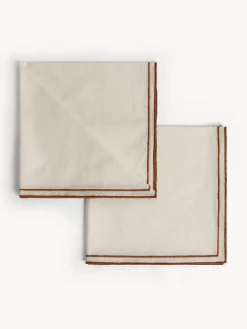 coincasa Biancheria Da Tavola|Tovaglie E Tovaglioli|Set 2 tovaglioli in cotone con overlock a contrasto Bianco