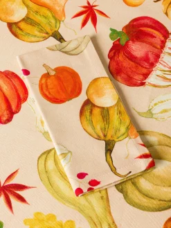 coincasa Biancheria Da Tavola|Tovaglie E Tovaglioli|Set 2 tovaglioli in panama di puro cotone stampa zucche Beige