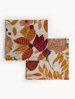 coincasa Biancheria Da Tavola|Tovaglie E Tovaglioli|Set 2 tovaglioli in puro cotone stampa foliage Arancione