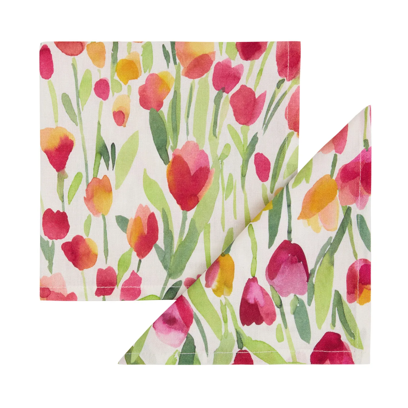 coincasa Biancheria Da Tavola|Tovaglie E Tovaglioli|Set 2 tovaglioli panama di cotone stampa tulipani Multicolor