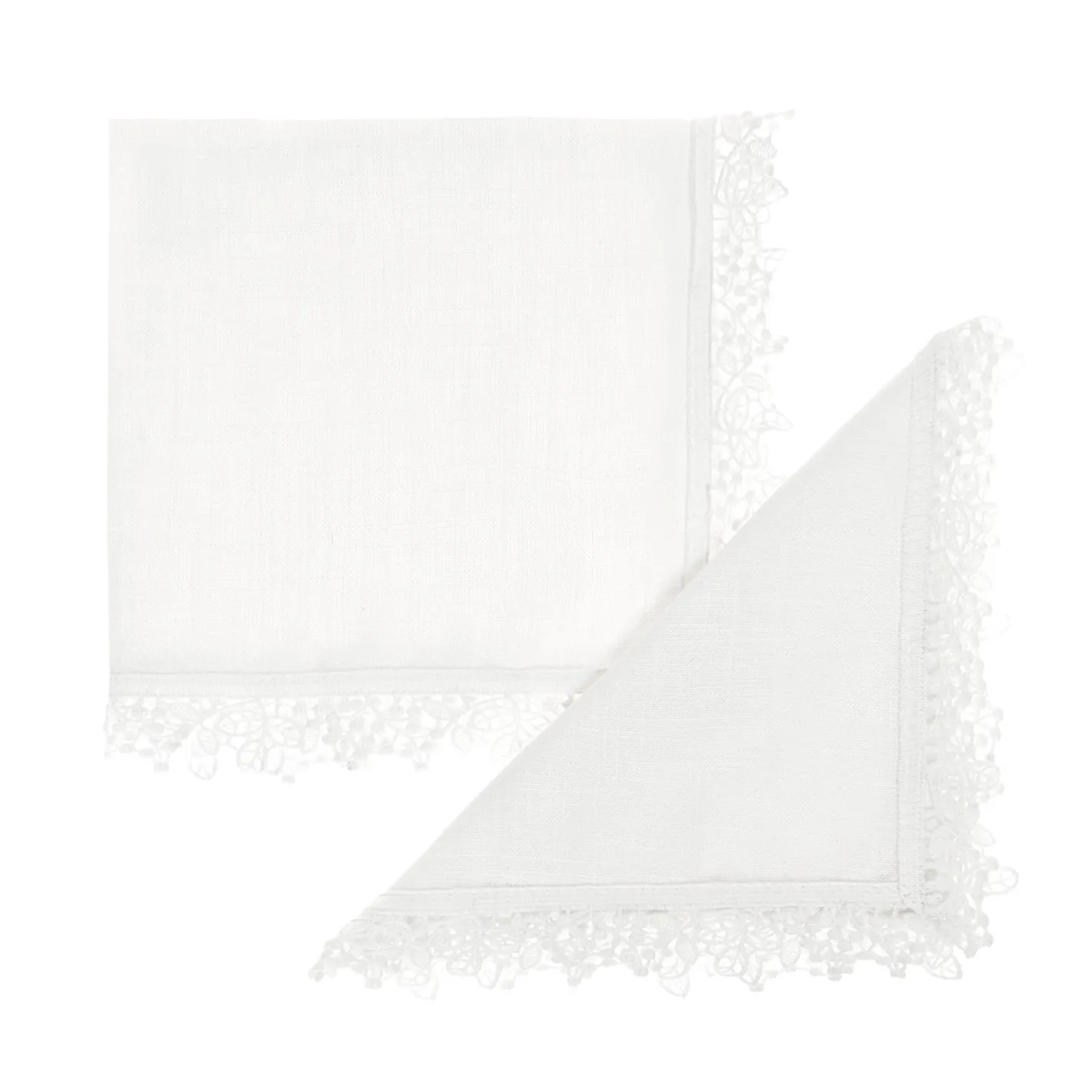 coincasa Biancheria Da Tavola|Tovaglie E Tovaglioli|Set 2 tovaglioli puro cotone bordo in pizzo Bianco