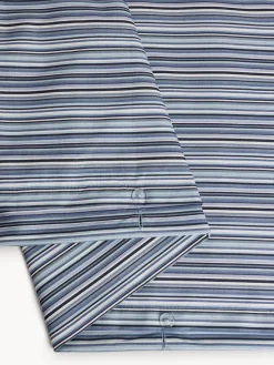 coincasa Biancheria Da Letto|Copripiumini|Set copripiumino in puro cotone a righe Blu