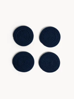 coincasa Accessori E Utensili Cucina|Set di 4 sottobicchieri in tessuto intrecciato Blu