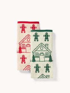 coincasa Grembiuli E Strofinacci|Strofinacci E Presine Natalizie|Set di 2 strofinacci in spugna di cotone jacquard Multicolor