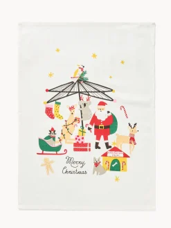 coincasa Grembiuli E Strofinacci|Strofinacci E Presine Natalizie|Set di 2 strofinacci natalizi in puro cotone Multicolor