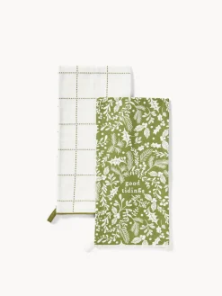 coincasa Grembiuli E Strofinacci|Strofinacci E Presine Natalizie|Set di 2 strofinacci natalizi in puro cotone Multicolor