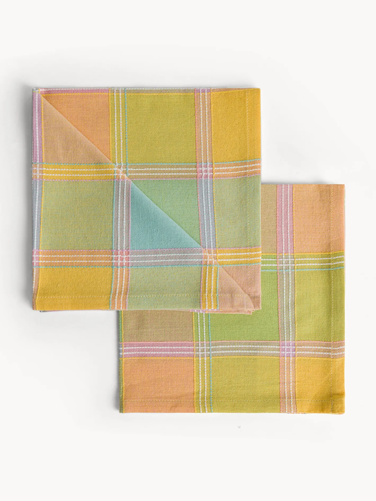 coincasa Biancheria Da Tavola|Tovaglie E Tovaglioli|Set di 2 tovaglioli in cotone check pastello Multicolor