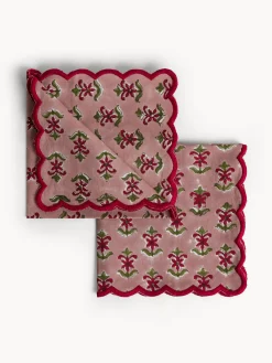 coincasa Biancheria Da Tavola|Tovaglie E Tovaglioli|Set di 2 tovaglioli in puro cotone con stampa block print Rosso