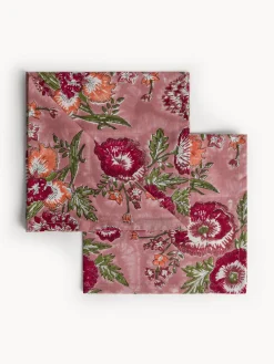 coincasa Biancheria Da Tavola|Tovaglie E Tovaglioli|Set di 2 tovaglioli in puro cotone con stampa block print Verde chiaro