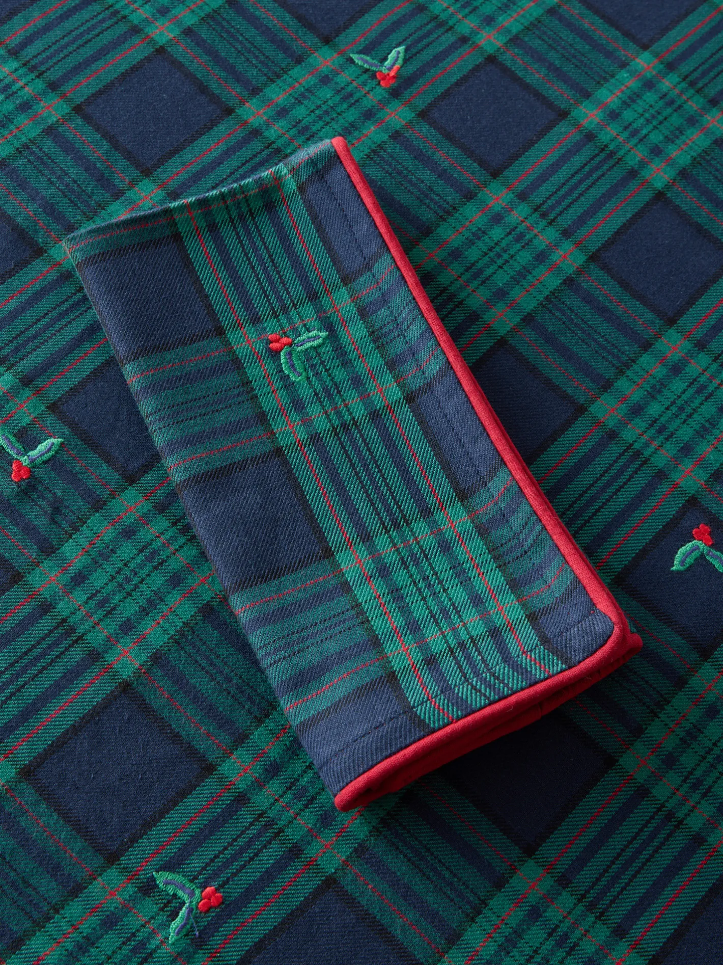 coincasa Tovaglie E Tovaglioli|Tovaglie E Runner Natalizi|Set di 2 tovaglioli in puro cotone con overlock a contrasto Blu