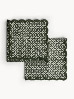 coincasa Biancheria Da Tavola|Tovaglie E Tovaglioli|Set di 2 tovaglioli in puro cotone con stampa block print Verde