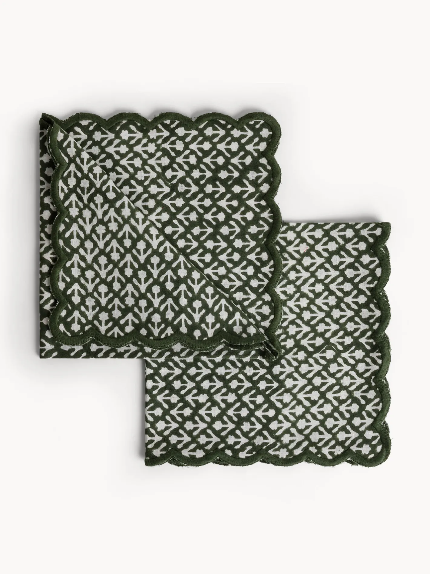 coincasa Biancheria Da Tavola|Tovaglie E Tovaglioli|Set di 2 tovaglioli in puro cotone con stampa block print Verde