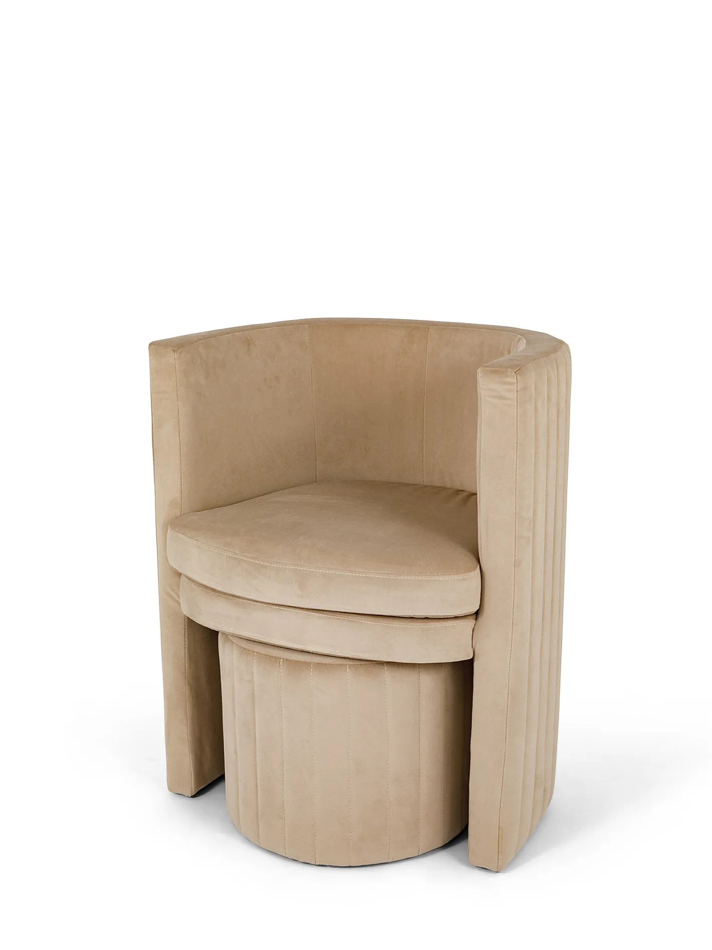 coincasa Divani Poltrone E Pouf|Set poltrona e sgabello in velluto Round Beige
