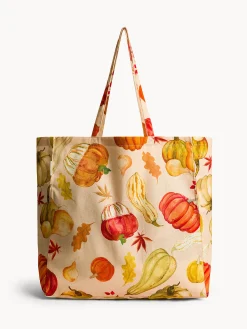 coincasa Accessori E Utensili Cucina|Shopper in panama di puro cotone stampa zucche Beige