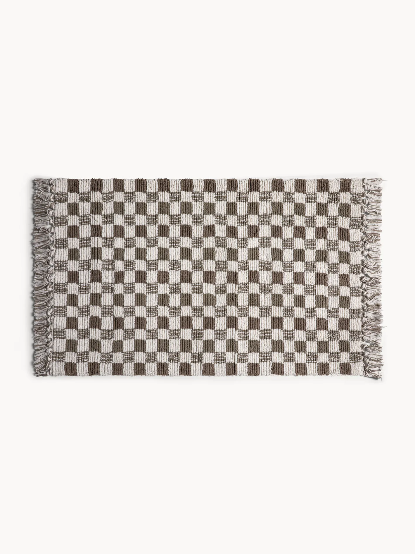 coincasa Tappeti Bagno|Tappeto bagno in cotone fantasia a scacchiera Beige