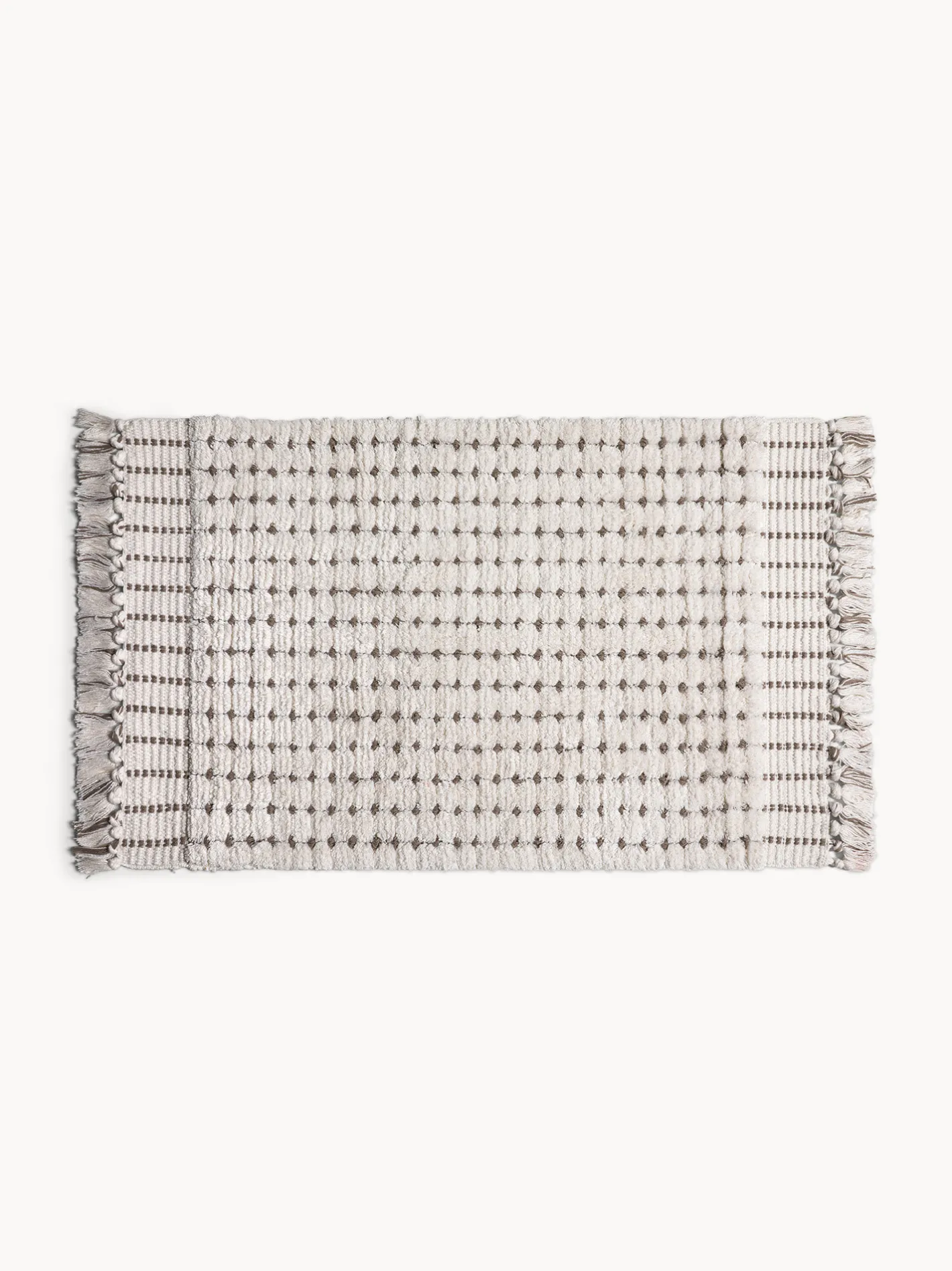 coincasa Tappeti Bagno|Tappeto bagno in cotone fantasia a trattini Bianco