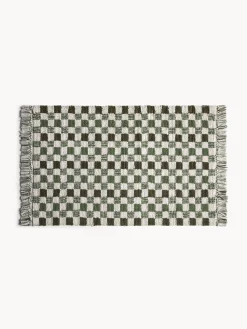 coincasa Tappeti Bagno|Tappeto bagno in cotone fantasia a scacchiera Verde