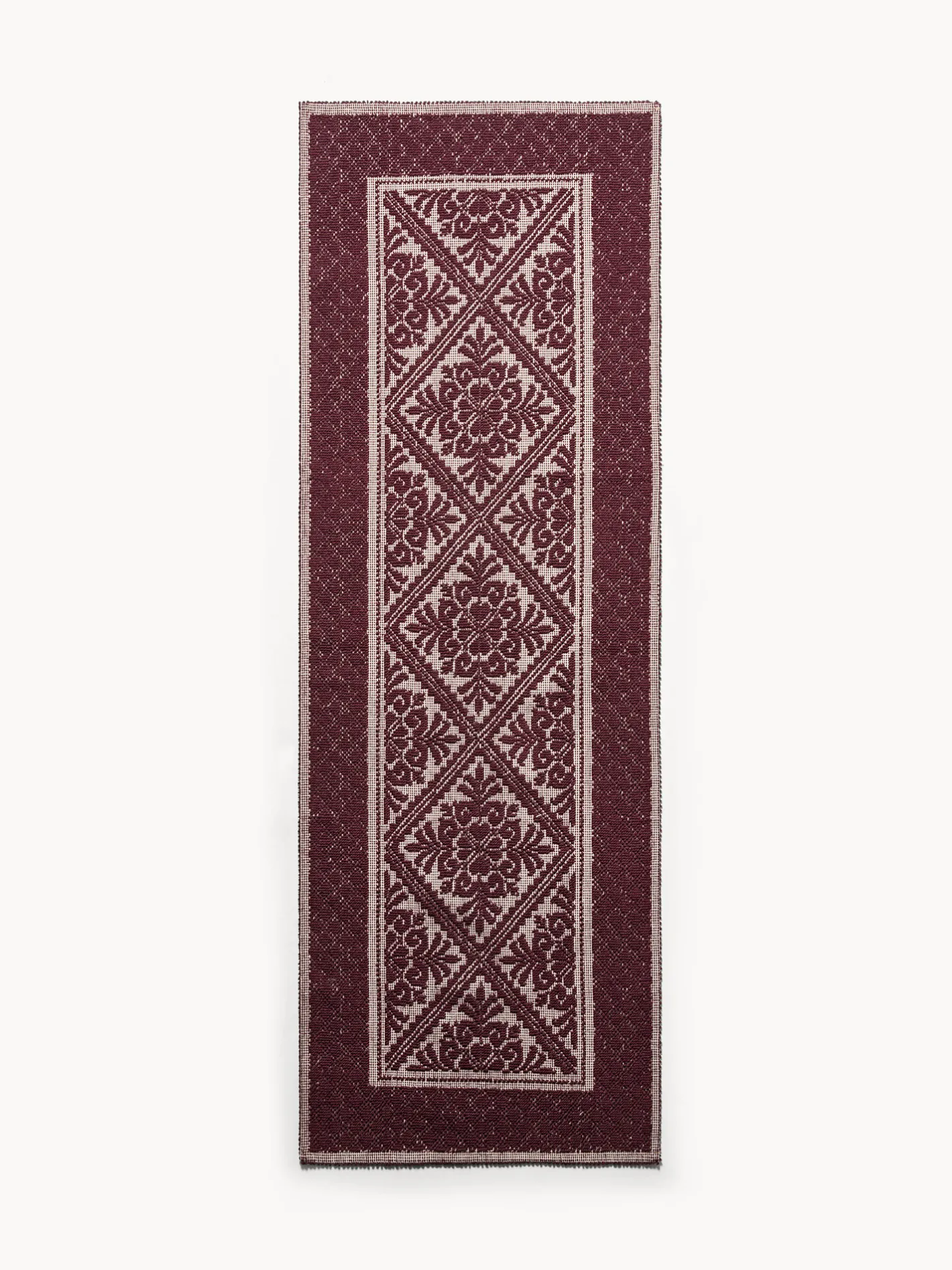 coincasa Tappeti Cucina|Tappeto da cucina sardo in puro cotone tinta unita Rosso bordeaux