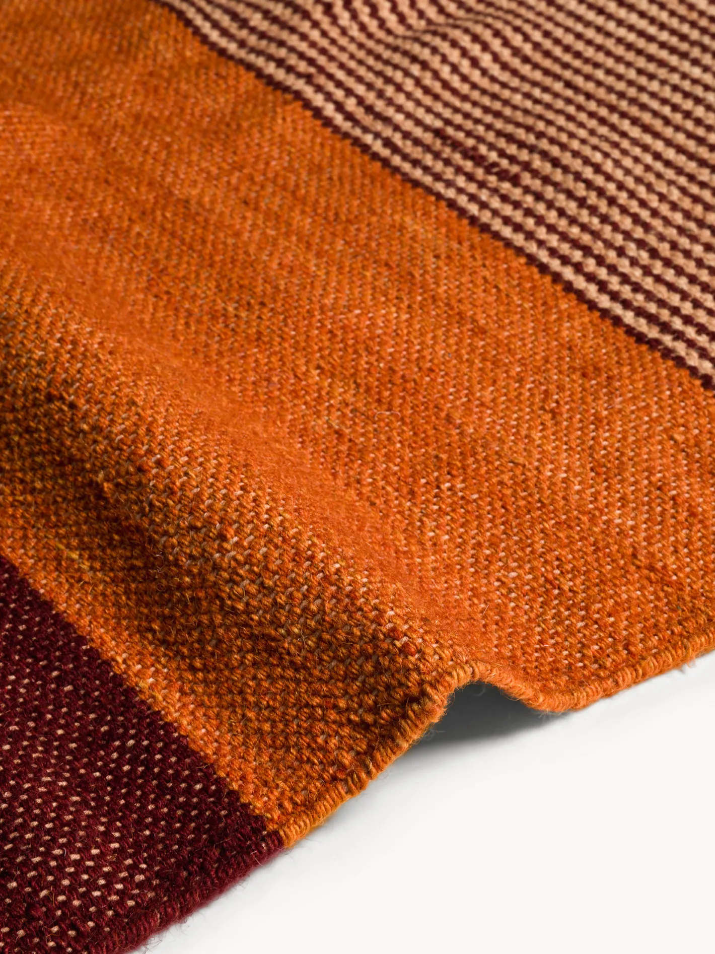 coincasa Tappeti Soggiorno|Tappeti|Tappeto in misto lana con fasce colorate e frange Arancione