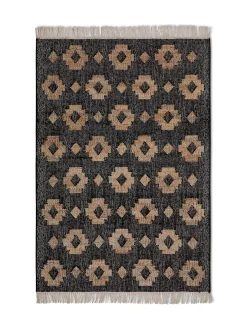 coincasa Tappeti|Tappeti Soggiorno|Tappeto juta motivo geometrico Nero