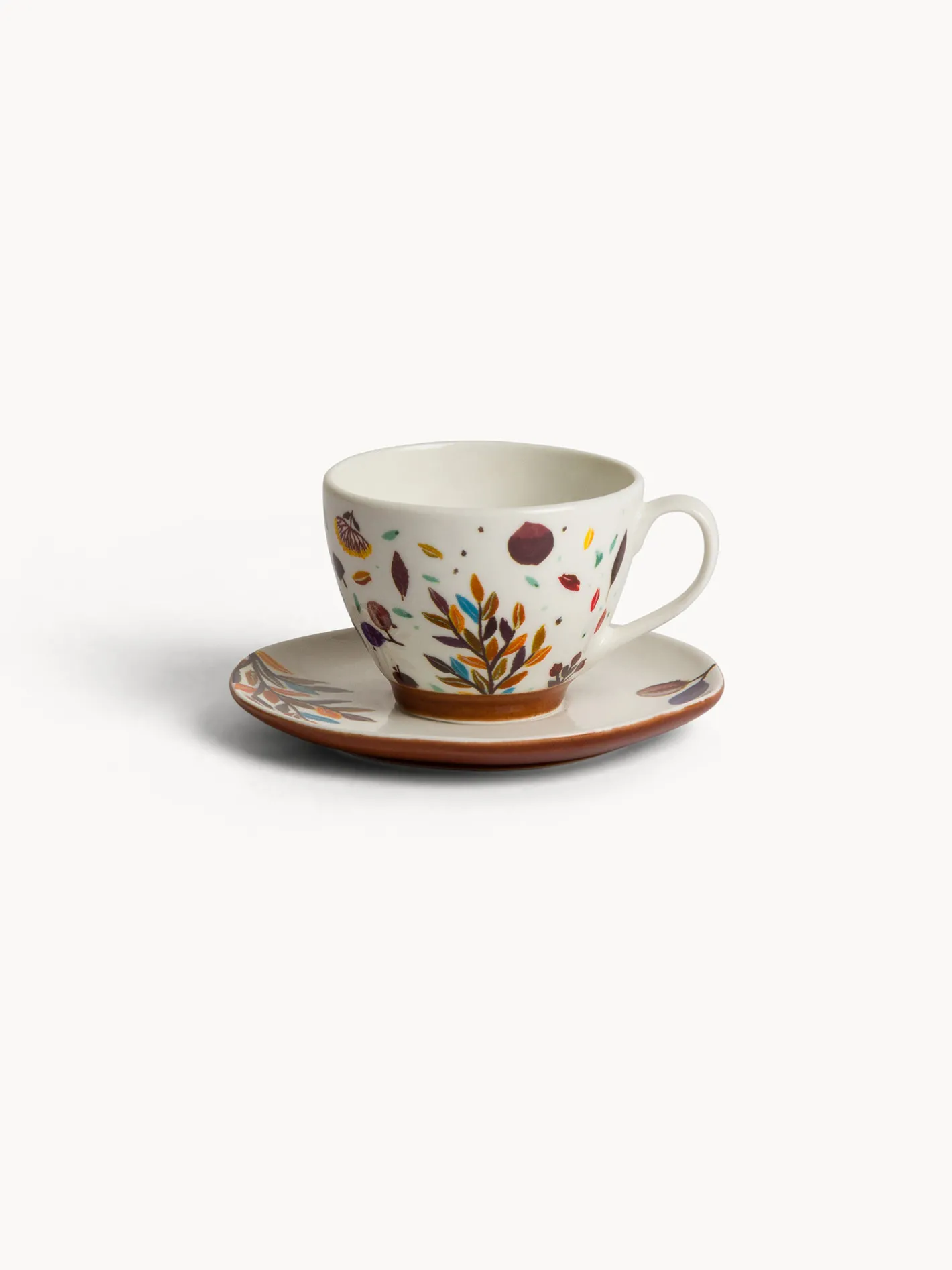 coincasa Tazze, Mug E Tazzine|Tazza caffè in stoneware motivo foglioline Multicolor