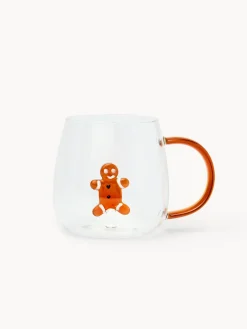 coincasa Tazze, Mug E Tazzine|Tazze, Mug E Tazzine Natalizie|Tazza colazione in vetro borosilicato dettaglio gingerbread Trasparente