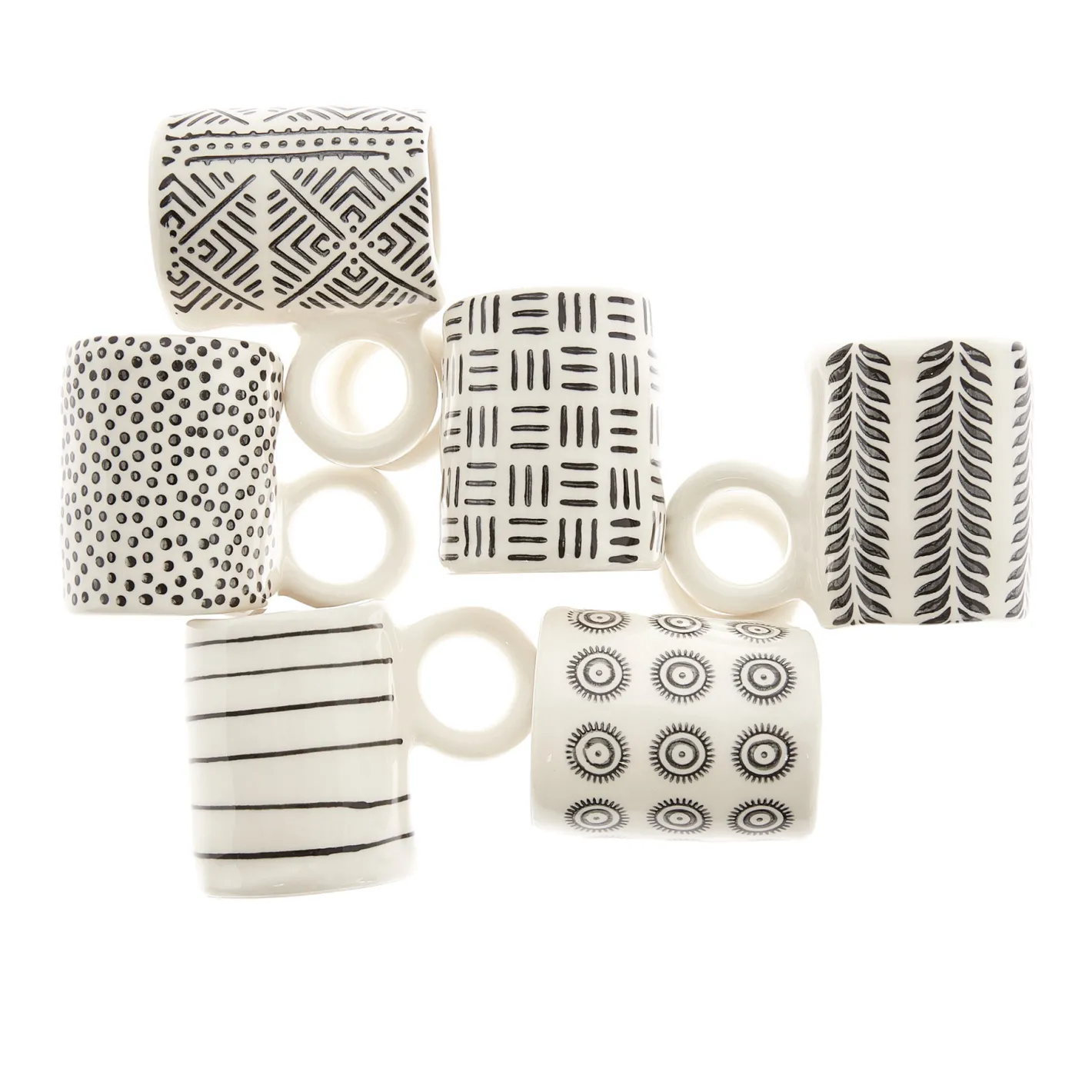 coincasa Tazze, Mug E Tazzine|Tazzina caffè ceramica decorata Bianco/Nero