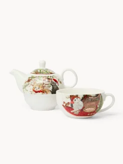 coincasa Teiere E Tisaniere|Tazze, Mug E Tazzine Natalizie|Teaforone in new bone china gattini vintage Rosso