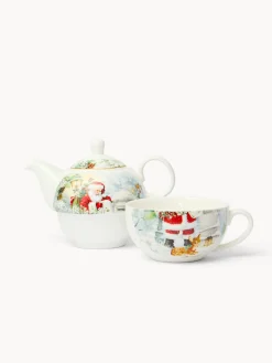 coincasa Teiere E Tisaniere|Tazze, Mug E Tazzine Natalizie|Teaforone in new bone china Babbo Natale vintage Bianco