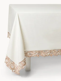 coincasa Biancheria Da Tavola|Tovaglie E Tovaglioli|Tovaglia in cotone con ricamo foglie Bianco