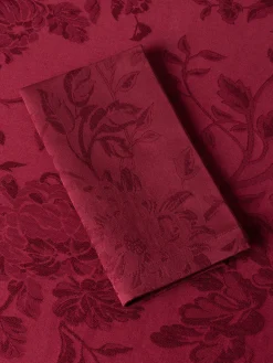 coincasa Biancheria Da Tavola|Tovaglie E Tovaglioli|Tovaglia in cotone e lino jacquard motivo floreale Rosso bordeaux