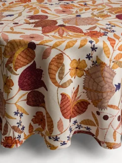 coincasa Biancheria Da Tavola|Tovaglie E Tovaglioli|Tovaglia in panama di puro cotone stampa foliage Arancione