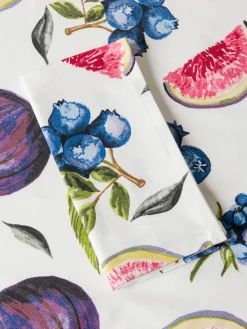 coincasa Biancheria Da Tavola|Tovaglie E Tovaglioli|Tovaglia in panama di puro cotone con stampa fichi Bianco