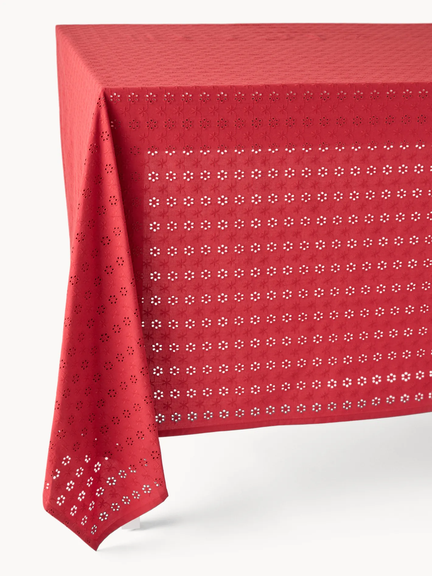 coincasa Tovaglie E Tovaglioli|Tovaglie E Runner Natalizi|Tovaglia in puro cotone con ricamo sangallo Rosso