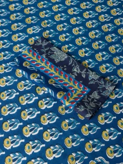 coincasa Biancheria Da Tavola|Tovaglie E Tovaglioli|Tovaglia in puro cotone stampa block print piazzata Blu