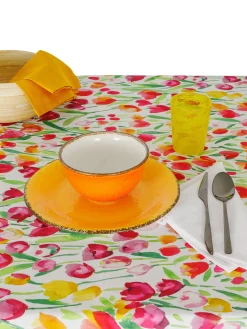 coincasa Biancheria Da Tavola|Tovaglie E Tovaglioli|Tovaglia panama di cotone stampa tulipani Multicolor