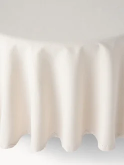 coincasa Tovaglie E Tovaglioli|Tovaglie E Runner Natalizi|Tovaglia rotonda in cotone e lurex con orlo à jour Bianco