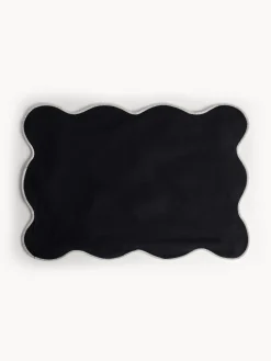 coincasa Biancheria Da Tavola|Tovagliette|Tovaglietta in cotone con bordi smerlati e overlock Nero