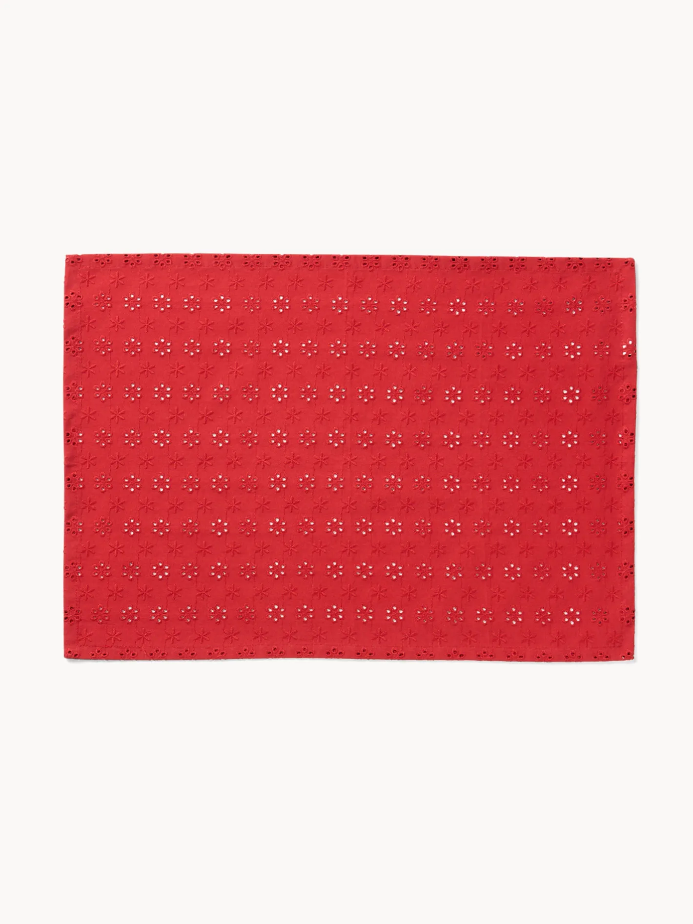 coincasa Tovagliette|Tovagliette Natalizie|Tovaglietta in puro cotone con ricamo sangallo Rosso
