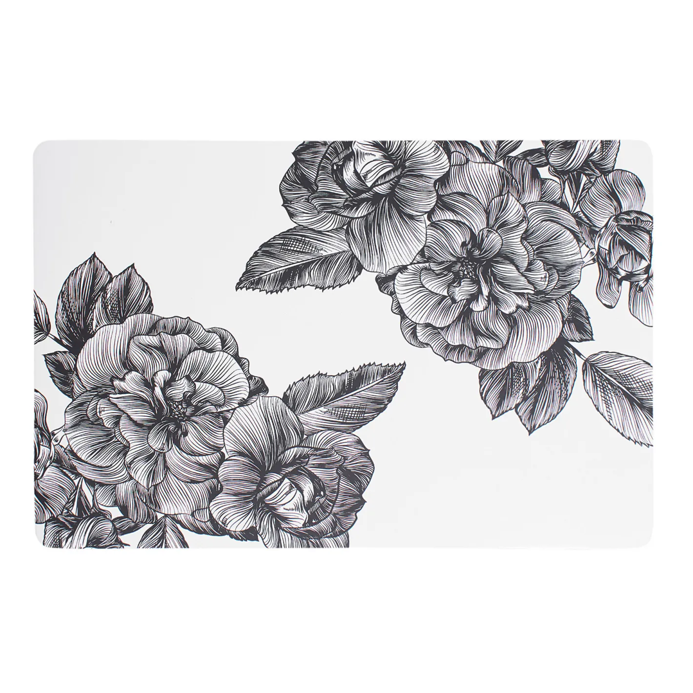 coincasa Biancheria Da Tavola|Tovagliette|Tovaglietta PVC motivo fiori Nero/Bianco