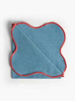 coincasa Biancheria Da Tavola|Tovaglie E Tovaglioli|Tovagliolo in cotone con bordi smerlati e overlock Azzurro