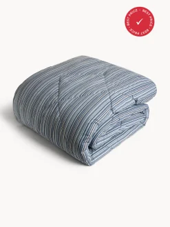 coincasa Biancheria Da Letto|Trapunte E Copriletti|Trapunta in puro cotone a righe Blu