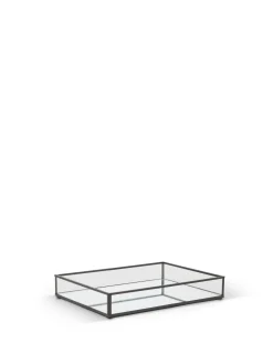 coincasa Soprammobili E Orologi|Vassoio decorativo vetro bordi neri Nero