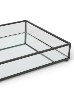 coincasa Soprammobili E Orologi|Vassoio decorativo vetro bordi neri Nero