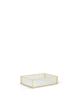 coincasa Soprammobili E Orologi|Vassoio decorativo vetro bordi dorati Oro