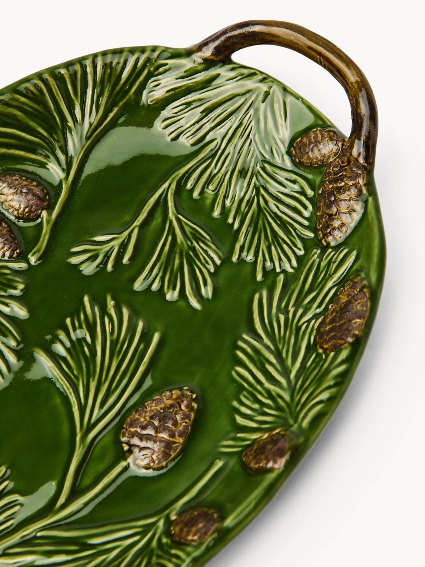 coincasa Vassoi E Alzate|Vassoio in ceramica decoro pigne Verde