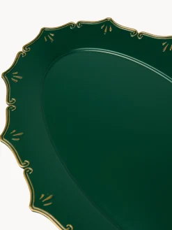 coincasa Vassoi E Alzate|Vassoio ovale con bordi smerlati Verde