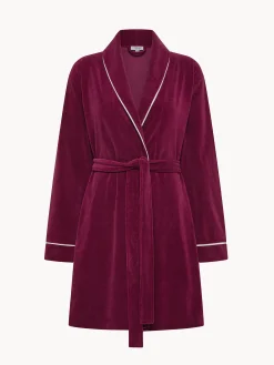 Homewear|Vestaglia in velluto con cintura Rosso ciliegia