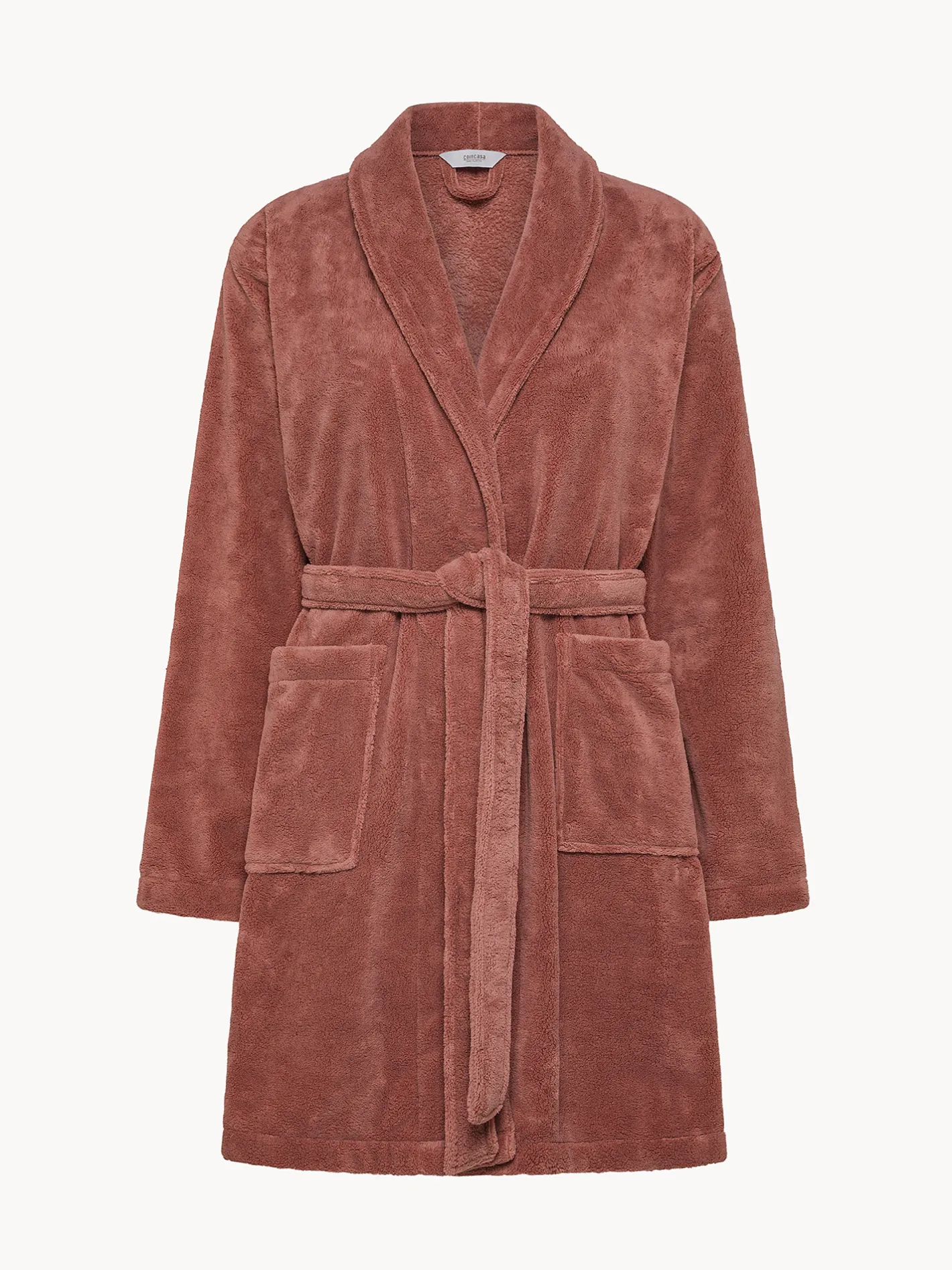 coincasa Homewear|Vestaglia pile con scollo kimono Rosa antico